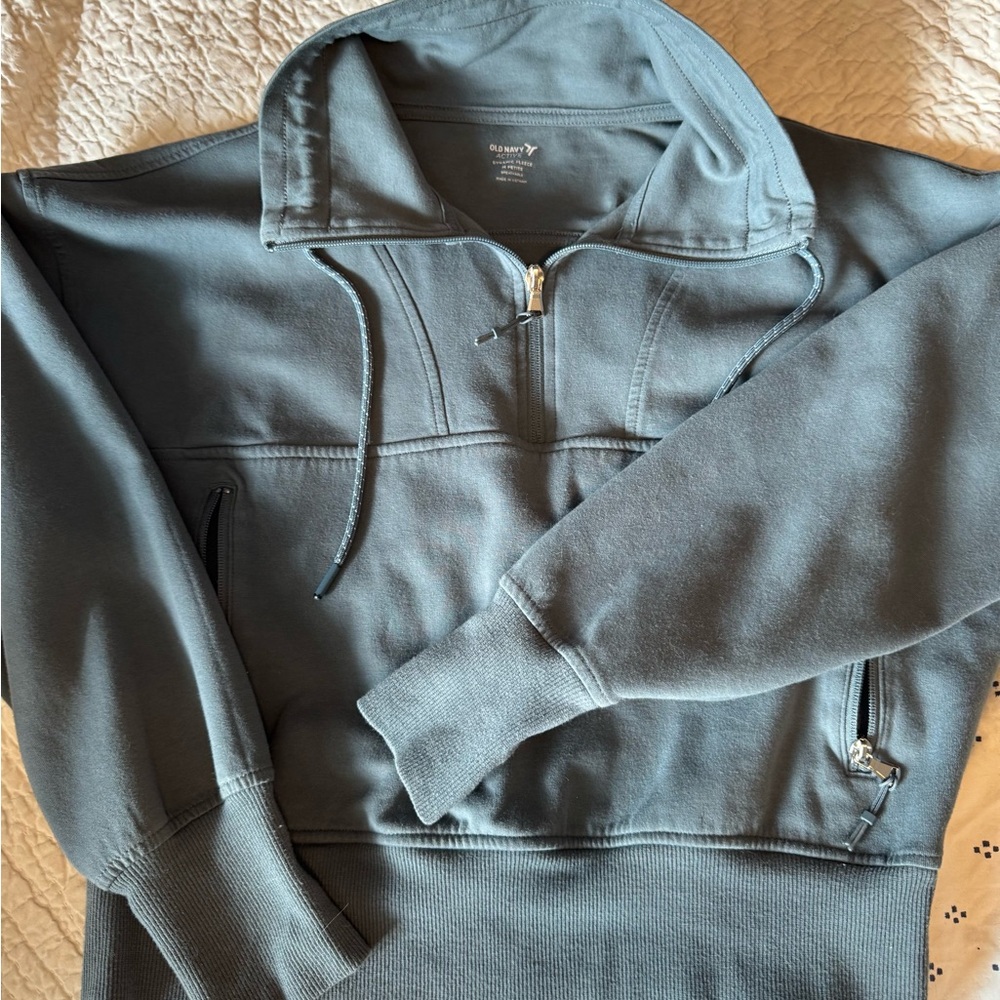 Old Navy Blue Half-Zip Sweatshirt with Standing Collar